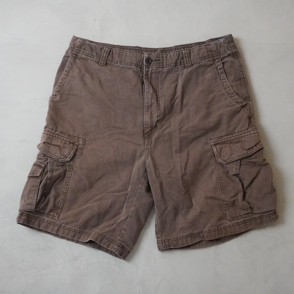 Nautica Clipper Cargo Shorts 34 Mens Brown Relaxed Fit Cotton Twill Casual